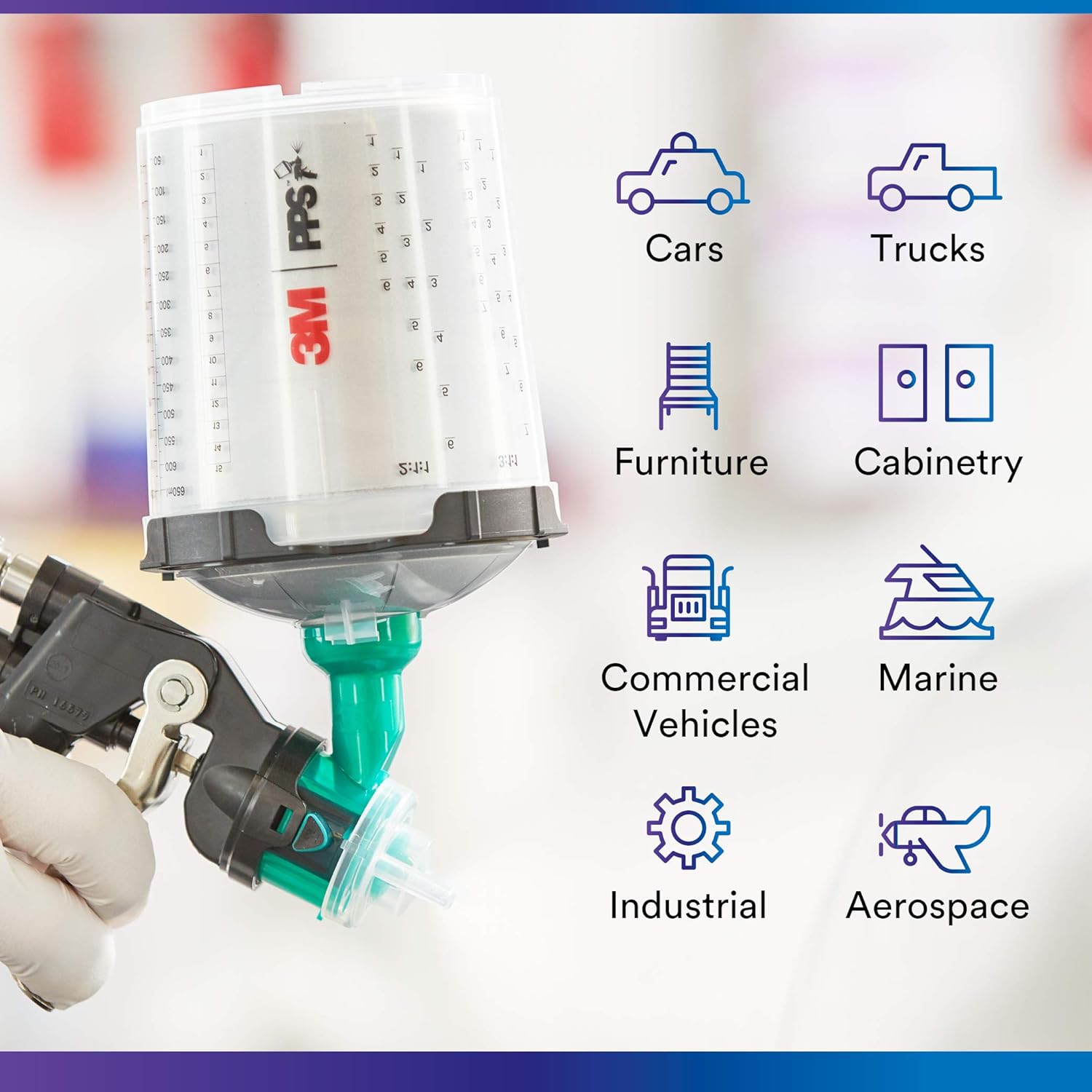 3M PPS Series 2.0 Spray Cup System Kit, Standard (22 fl oz, 650 mL), 125 Micron Filter, 1 kit per case - 26026