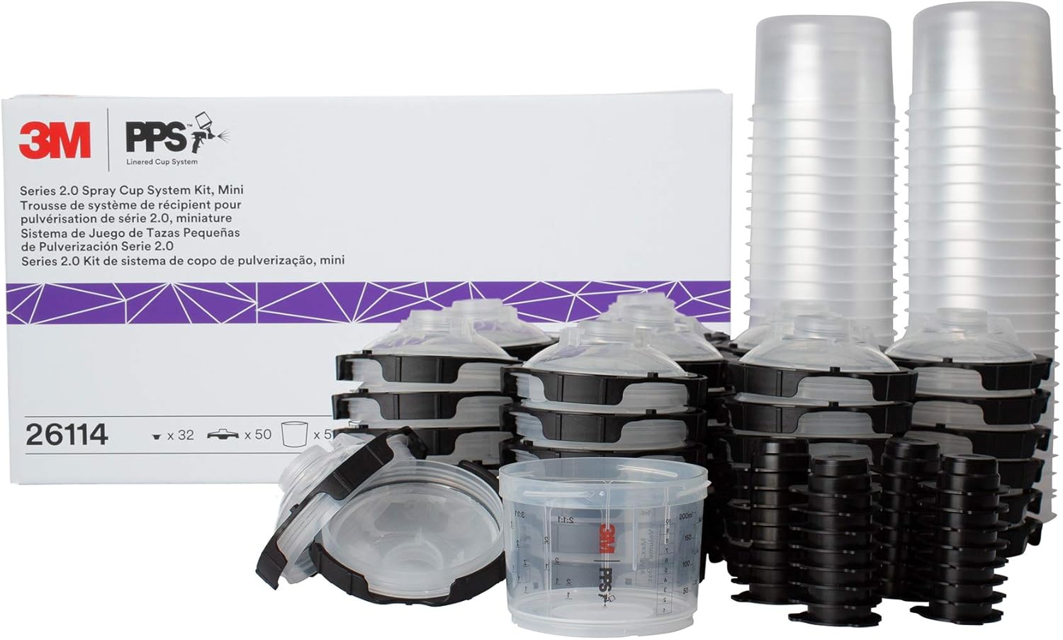 3M PPS Series 2.0 Spray Cup System Kit - Mini (6.8 fl oz, 200 mL), 200 Micron Filter, 1 Kit/Case - 26114
