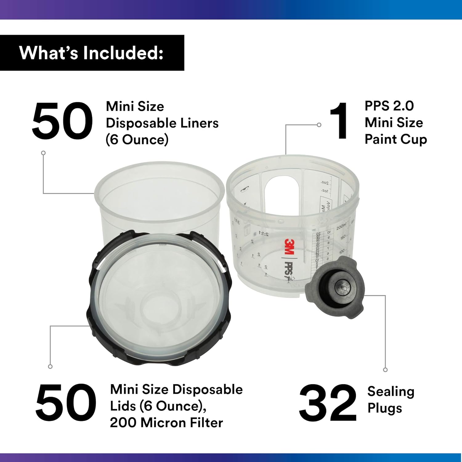 3M PPS Series 2.0 Spray Cup System Kit - Mini (6.8 fl oz, 200 mL), 200 Micron Filter, 1 Kit/Case - 26114