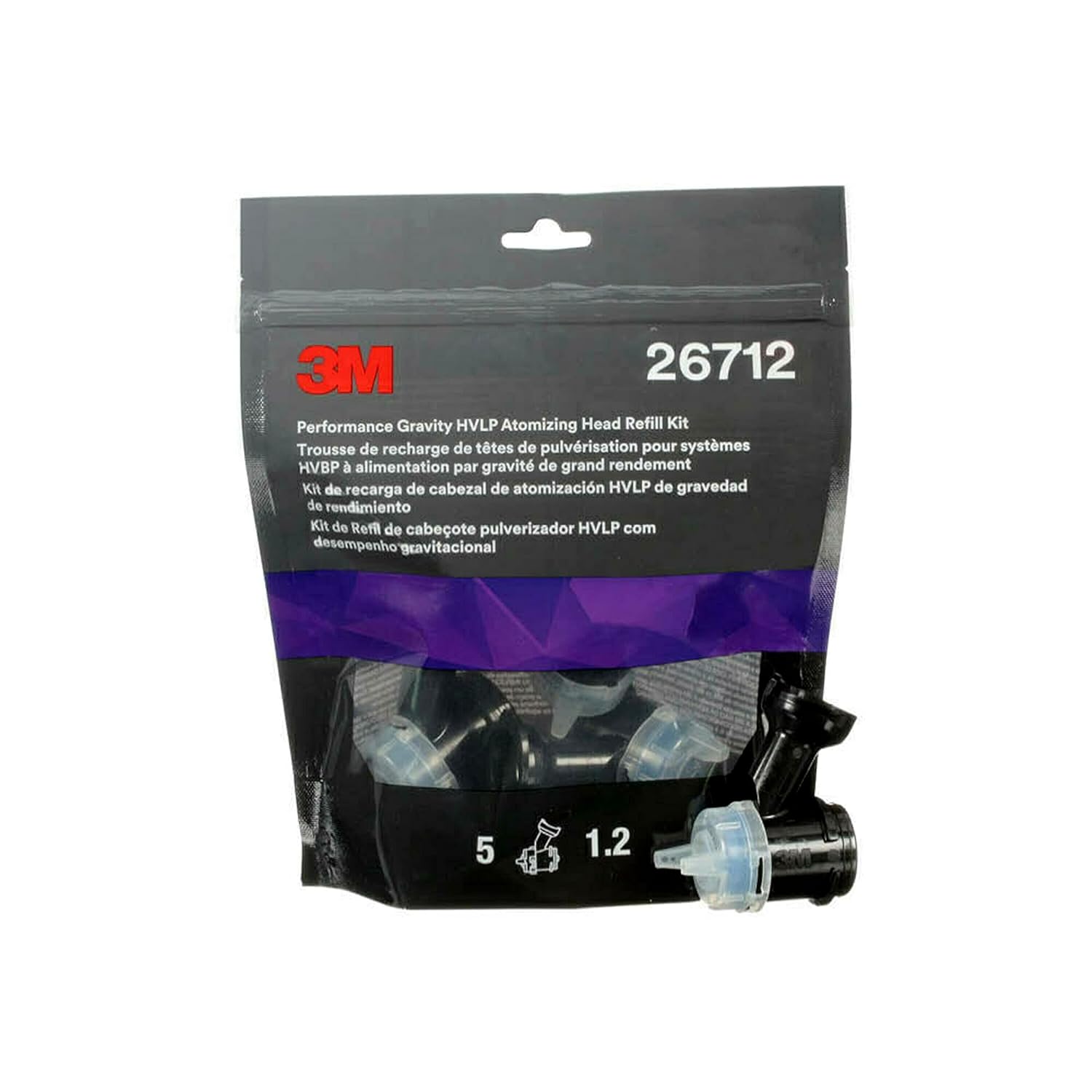 3M Performance Gravity HVLP Atomizing Head Refill Kit - Blue, 1.2 mm, 5 pack, 5 Packs/Case - 26712