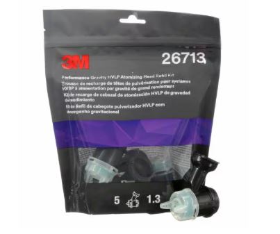 3M Performance Gravity HVLP Atomizing Head Refill Kit - Green, 1.3 mm, 5 pack, 5 Packs/Case - 26713