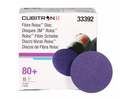 3M Cubitron II 786C Roloc Fibre Disc - 3 in (75 mm), 80+, 15 Discs/Carton, 6 Cartons/Case - 33392