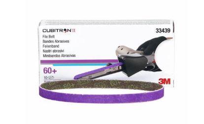 3M Cubitron II 786F File Belt - 60+, 10 mm x 330 mm (3/8 in x 13 in), 10 belts per carton, 5 cartons per case - 33439