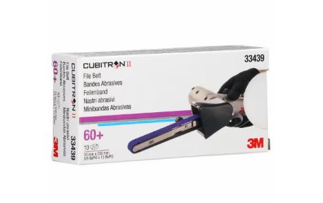 3M Cubitron II 786F File Belt - 60+, 10 mm x 330 mm (3/8 in x 13 in), 10 belts per carton, 5 cartons per case - 33439