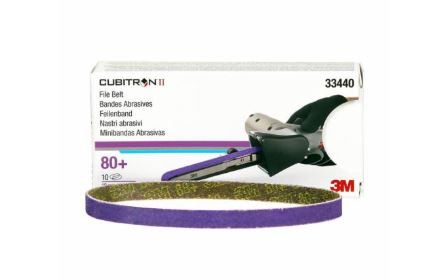3M Cubitron II 786F File Belt - 80+, 10 mm x 330 mm (3/8 in x 13 in), 10 Belts/Carton, 5 Cartons/Case - 33440