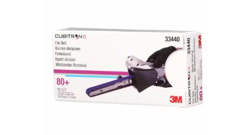 3M Cubitron II 786F File Belt - 80+, 10 mm x 330 mm (3/8 in x 13 in), 10 Belts/Carton, 5 Cartons/Case - 33440