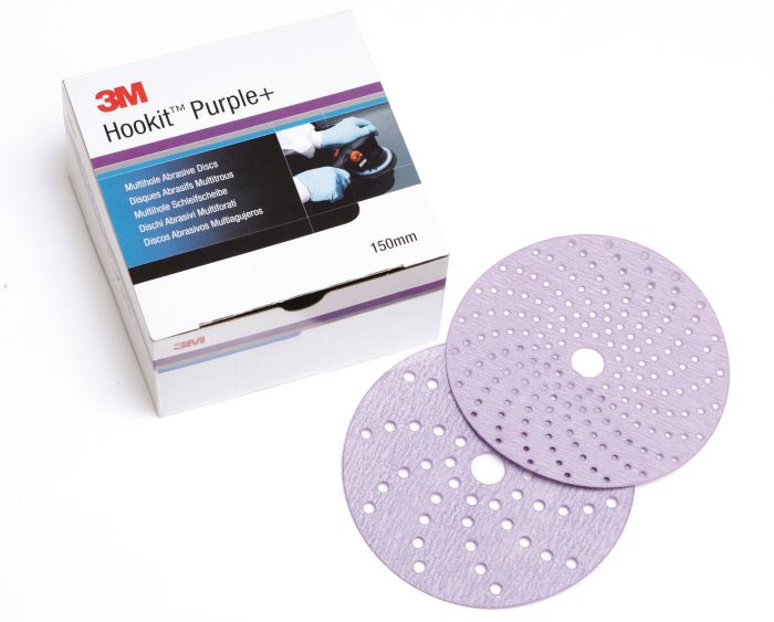3M 334U Hookit Purple Clean Sanding Abrasive Disc LD177A - 150 mm, 5X100, Multihole, P500 - 50534